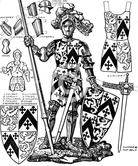 'All The Gorgeous Panoply of A Knight with the Various Parts of His Armour', c1934. Artist: Unknown.