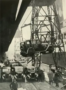 All Things Requisite for a Neat Job of Cargo Lifting" Loading Cars for Export 1937. Creator: Fox