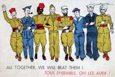 All Together, We Will Beat Them! 2nd World War postcard, c1941-1944. Artist: Jean Loup