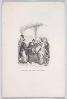All voters, big and small, gather to humbly coax each other... from the Little Miseries of..., 1843. Creator: Jean Ignace Isidore Gerard