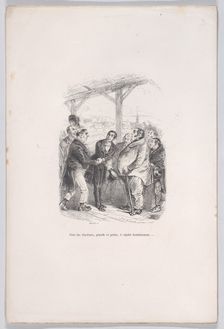 All voters, big and small, gather to humbly coax each other... from the Little Miseries of..., 1843. Creator: Jean Ignace Isidore Gerard