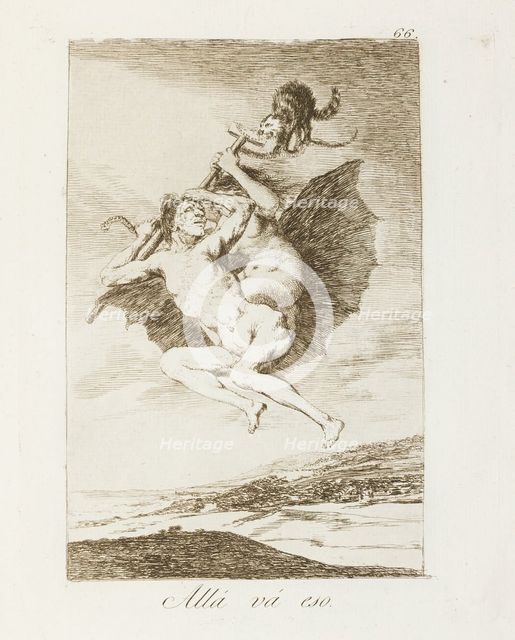 Allá vá eso.; Los Caprichos, pl.66, 1799. Creator: Francisco Goya.
