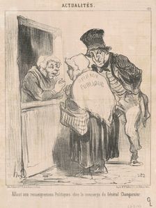 Allant aux renseignements Politiques chez le concierge du Général Changarnier, 1851. Creator: Honore Daumier