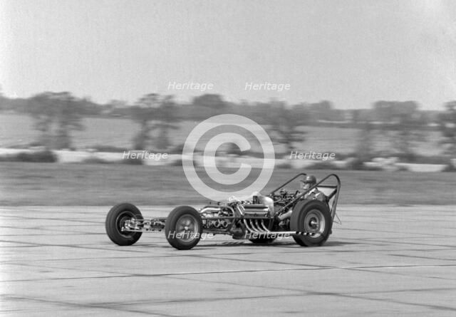 Allard dragster driven by Sydney Allard during testing at North Weald Airfield in Essex 1961