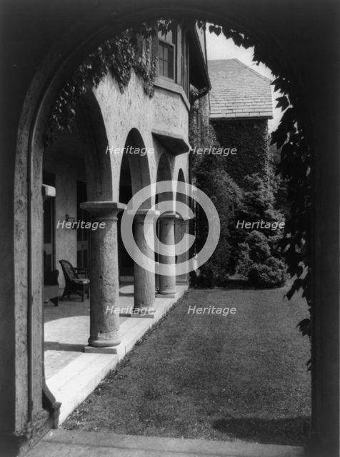 Allgates, the home of the Horatio Gates Lloyd family, side entrance to home, between 1918 and 1923. Creator: Frances Benjamin Johnston.