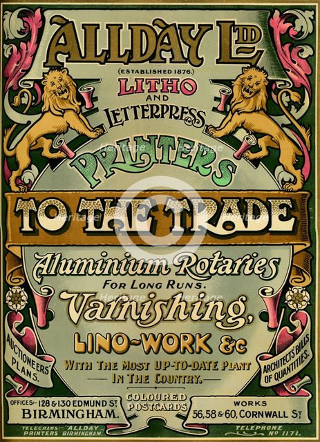 'Allday Ltd - advertisement', 1907. Artist: Unknown.