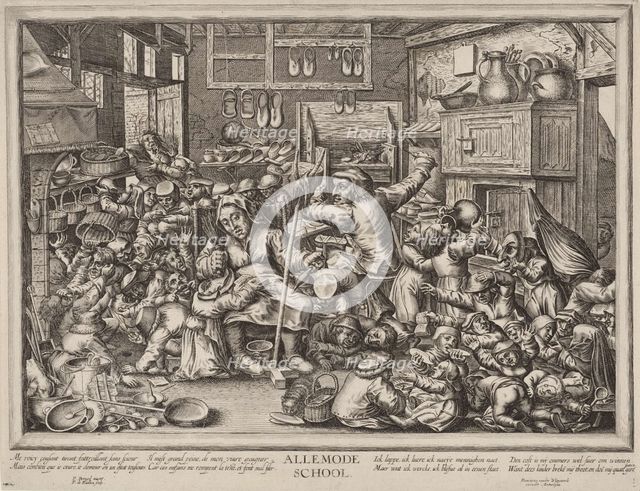 Allemode School (The Shoemaker and the spinster as schoolmasters). Artist: Ballieu, Pieter de (1613-1660)