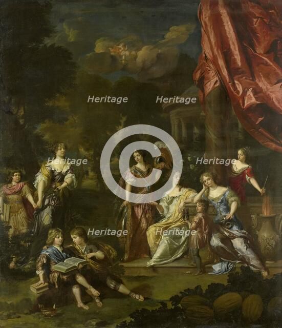 Allegorizing Group Portrait of the Children of Diederic Pietersz van Leyden van Leeuwen, Burgomaster Creator: Daniel Mijtens.