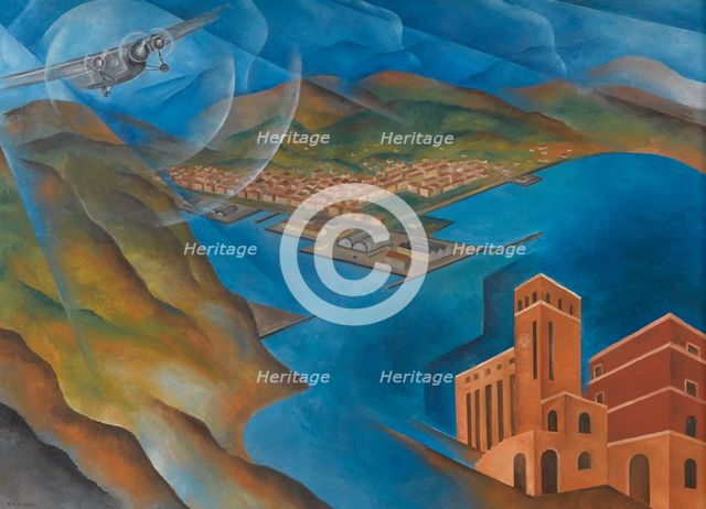 Allegoria del Golfo e del Palazzo delle Poste di La Spezia, ca 1933.