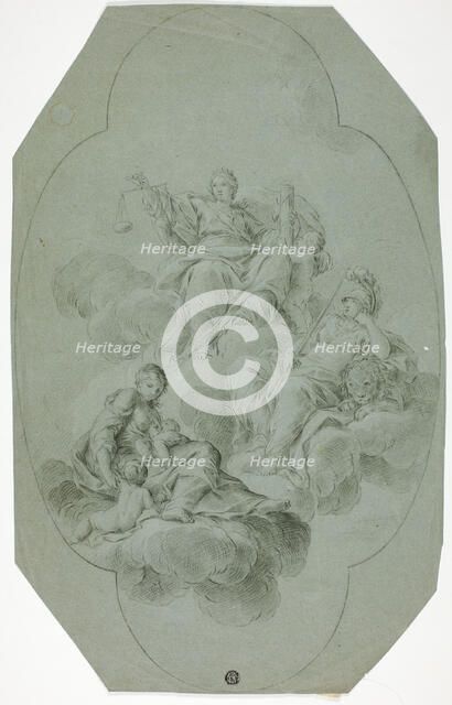 Allegorical Ceiling Decoration with Justice, Charity, and Fortitude, n.d. Creator: Unknown.