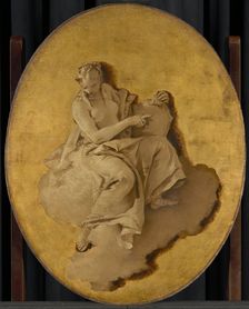 Allegorical Figure of a Woman with a Shield or a Mirror (Prudence?), c.1740-1750. Creator: Giovanni Battista Tiepolo