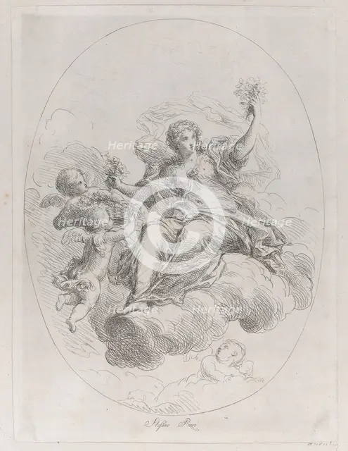 Allegorical figure on a cloud with putti, after Stefano Pozzi, ca. 1745-1802. Creator: Giuseppe Canale.