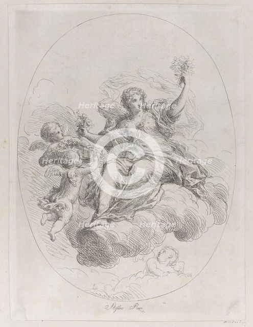 Allegorical figure on a cloud with putti, after Stefano Pozzi, ca. 1745-1802. Creator: Giuseppe Canale.