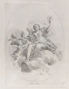 Allegorical figure on a cloud with putti, after Stefano Pozzi, ca. 1745-1802. Creator: Giuseppe Canale