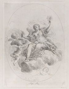 Allegorical figure on a cloud with putti, after Stefano Pozzi, ca. 1745-1802. Creator: Giuseppe Canale