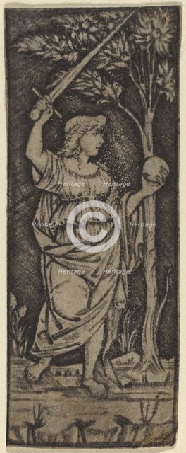 Allegorical Figure: Woman with Sword and Sphere, c. 1490/1510. Creators: Francesco Francia, Peregrino da Cesena.