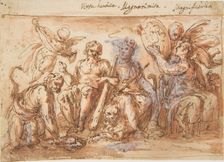 Allegorical Figures: Force, Hercules Strangling the Hydra, Plenty, and Fame, 1600-1650. Creator: Bernardino Rodriguez