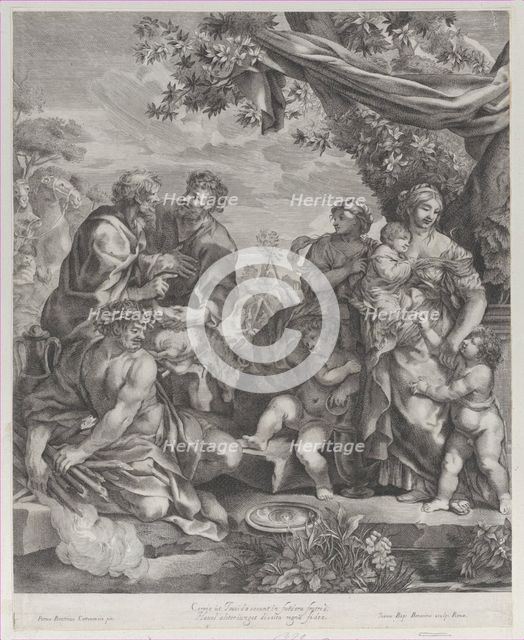 Allegorical scene with a sacrificial lamb, 1640-70. Creator: Giovanni Battista Bonacina.