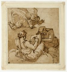 Allegorical Subject (Angel above Two Sibyls), 1560/65. Creator: Luca Cambiaso