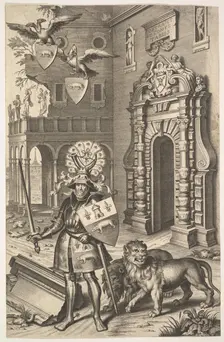 Allegorical Portrait of Count Tassis illustration from Jean Jacques Chifflet, Les marques ..., 1645. Creator: Cornelis Galle I