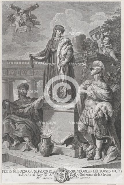 Allegorical portrait of Felipe el Bueno (Philip the Good Duke of Burgundy) founder of the ..., 1778. Creator: Manuel Salvador Carmona.