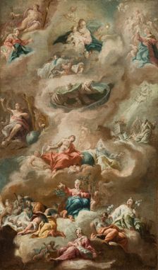 Allegorical Religious Scene with the Virgin Mary, 2nd quarter of 18th century. Creator: Unknown