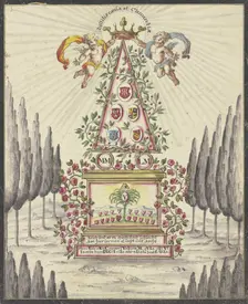 Allegorical representation, pyramid with an altar. Creator: Johann Esaias Nilson