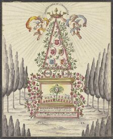 Allegorical representation, pyramid with an altar. Creator: Johann Esaias Nilson