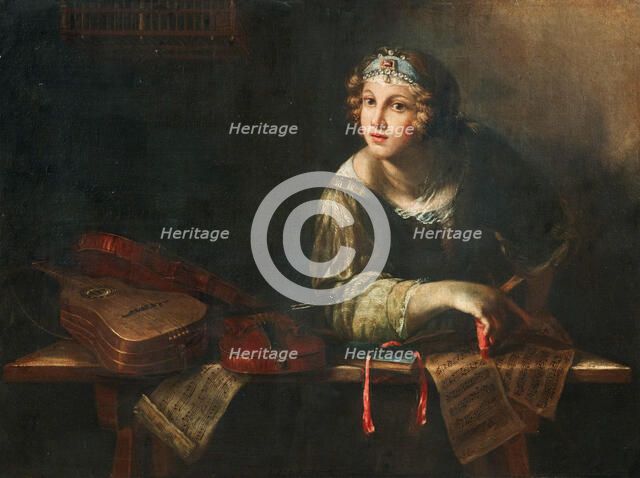 Allegorical representation with musical instruments and notes, Second Half of the 17th cen.. Creator: Scaglia, Girolamo (ca 1620-1686).