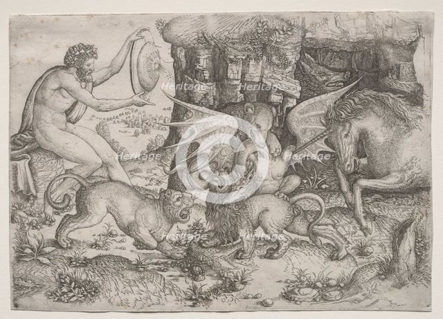Allegorical Theme: Combat of Animals, c. 1515-1520. Creator: Master of the Beheading of St. John the Baptist (Italian).