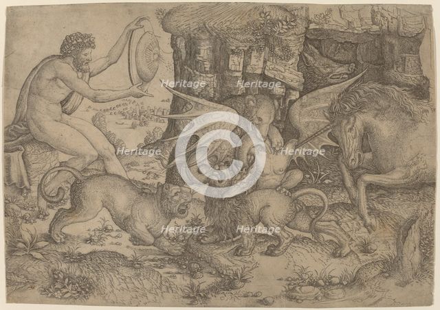 Allegorical Theme: Combat of Animals, c. 1515/1520. Creator: Master of the Beheading of St. John the Baptist.