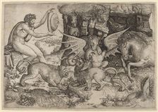 Allegorical Theme: Combat of Animals, c. 1515/1520. Creator: Master of the Beheading of St. John the Baptist
