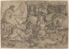 Allegorical Theme: Combat of Animals, c. 1515/1520. Creator: Master of the Beheading of St. John the Baptist