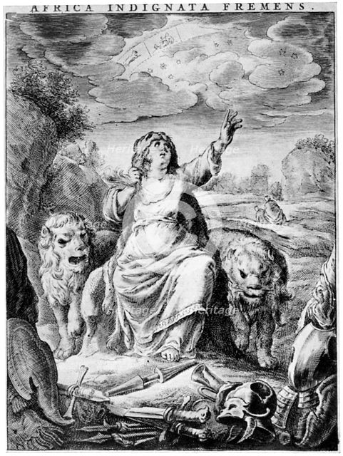 Allegorical view of Africa, early 17th century (1926).Artist: Cornelis de Visscher