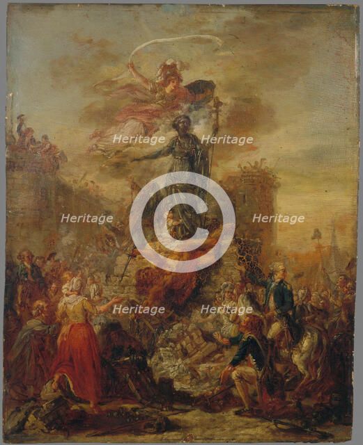 Allégorie de la Liberté sur les ruines de la Bastille, c1789. Creator: Ecole Francaise.
