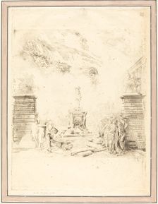 Allegorie sur l'Erection de la Statue de Louis XV (Allegory on the Establishment of a, c. 1763. Creator: Gabriel de Saint-Aubin