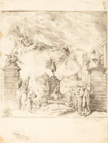 Allegorie sur l'Erection de la Statue de Louis XV (Allegory on the Establishment of a, c. 1763. Creator: Gabriel de Saint-Aubin