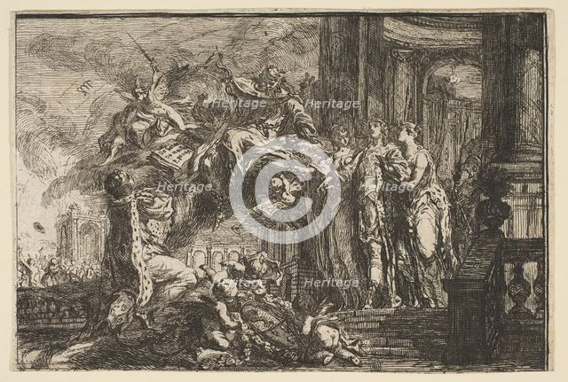 Allegorie sur la Convalescence du Dauphin, 1752. Creator: Gabriel de Saint-Aubin.