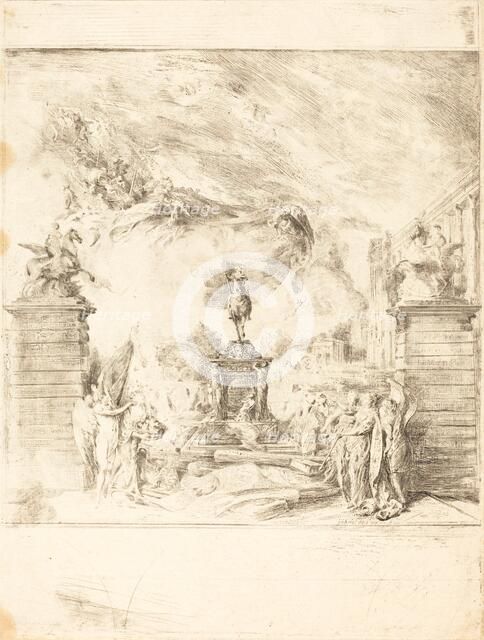 Allegorie sur l'Erection de la Statue de Louis XV (Allegory on the Establishment of a, c. 1763. Creator: Gabriel de Saint-Aubin.