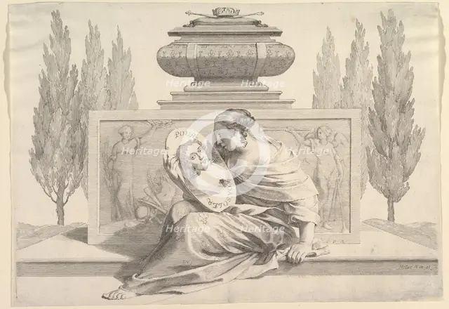 Allegory in Honor of Anne of Austria, ca. 1643. Creator: Claude Mellan.