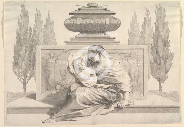 Allegory in Honor of Anne of Austria, ca. 1643. Creator: Claude Mellan.