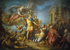 Allegory in honor of the Treaty of Aix-la-Chapelle, February 13, 1749, 1761. Creator: Jacques Dumont