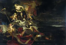 Allegory on the Dutch Raid on the Medway (1667), with a Portrait of Cornelis de Witt, 1668. Creator: Cornelis Bisschop