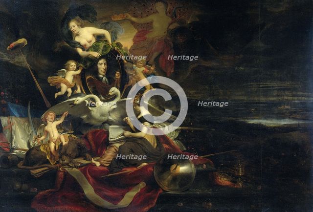 Allegory on the Dutch Raid on the Medway (1667), with a Portrait of Cornelis de Witt, 1668. Creator: Cornelis Bisschop.