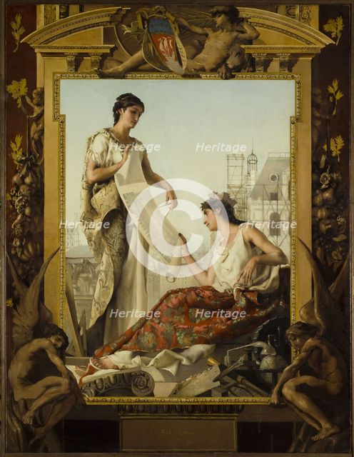 Allegory of construction of the new Hotel de Ville, 1881. Creator: Paul Alexandre Alfred Leroy.