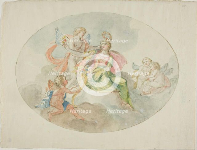 Allegory of Abundance (Sketch for a Ceiling Painting), n.d. Creator: Domenico Pozzi.