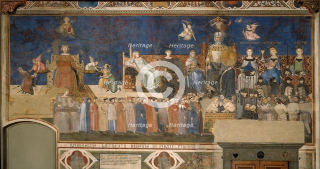 Allegory of Good Government (Cycle of frescoes The Allegory of the Good and Bad Government), 1338-1339. Artist: Lorenzetti, Ambrogio (ca 1290-ca 1348)