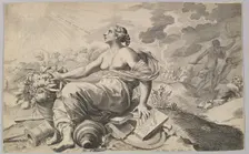 Allegory of France with the Arms of Richelieu (Allégorie sur la Paix). Creator: Claude Mellan