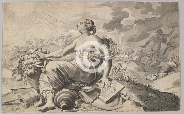 Allegory of France with the Arms of Richelieu (Allégorie sur la Paix). Creator: Claude Mellan.