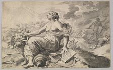 Allegory of France with the Arms of Richelieu (Allégorie sur la Paix). Creator: Claude Mellan